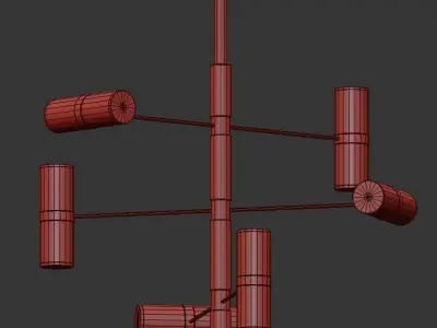 metropolis modern chandelier with brass and shades 3D model