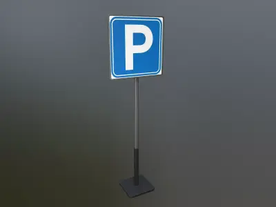 Low poly parking signpost Low-poly 3D model
