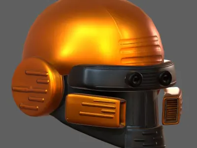 Gas mask helmet 3d model scifi Low-poly  Low-poly 3D model