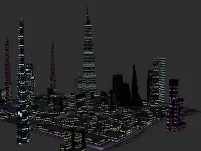 Sci-Fi Burj Khalifa District in Dubai 3D model