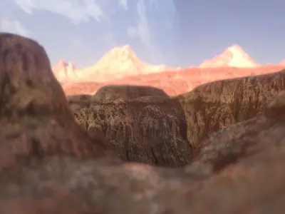 PBR Detailed Canyon Valley Landscape Low-poly 3D model Low-poly 3D model