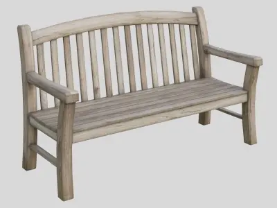 Bench outdoor - aged wood Low-poly 3D model
