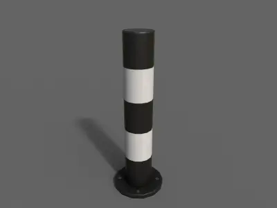 PBR Bollard BlackWhite Low-poly 3D model