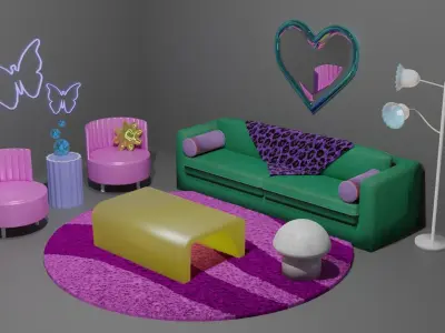 Y2K Living Room Set  Free 3D model