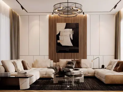 U-SHAPE Living Room REALISTIC scene 3D model