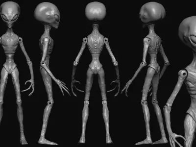 Grey alien action figure 3D model
