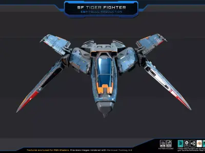 SF Tiger Fighter Low-poly 3D model
