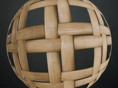 Wide Strip Natural Bamboo Basket Weave PBR Texture