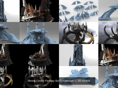 Mining Colony Fantasy Sci-Fi collection 1 3D Model Pack