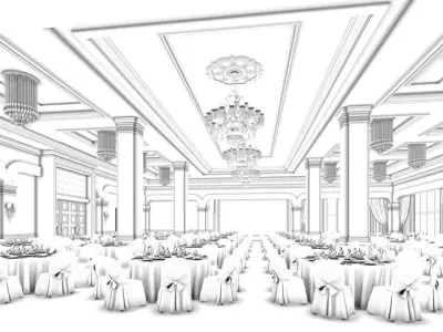 Business Restaurant - Coffee - Banquet  80 3D model