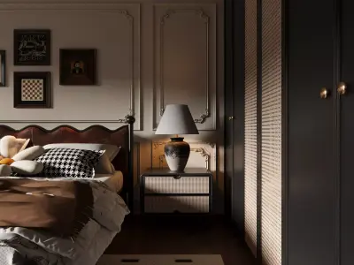 French Style Bedroom Low-poly 3D model
