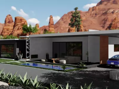 Modern Tiny House Exterior 3D SketchUp Model Lumion Render 3D model