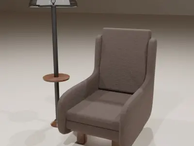 Armchair and Lamp Low-poly 3D model