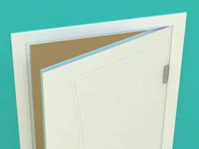 Door-3 door open on wall 3D model