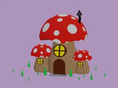 Mushroom Fantasy and Game House Low-poly 3D model