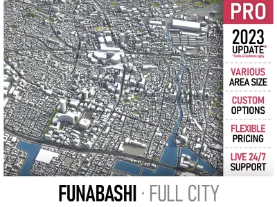 Funabashi - 3D City Model Low-poly 3D model