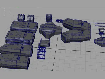 Spaceship Construction Kit Low-poly 3D model