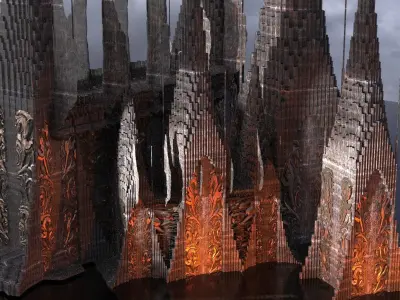 Norse Engraved Dark Tower Fortress kit bash  3D model