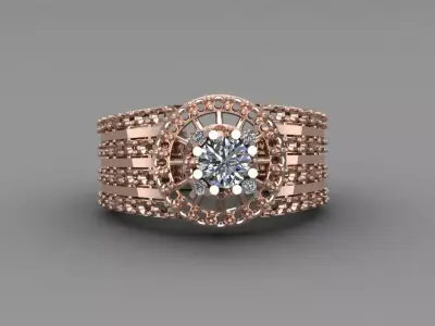 Rose Gold Women Diamond Ring 3D print model 3D print model 69