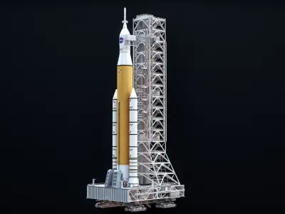  SLS Mobile Launcher Platform Crawler NASA Transporter With The Launchpad PBR 