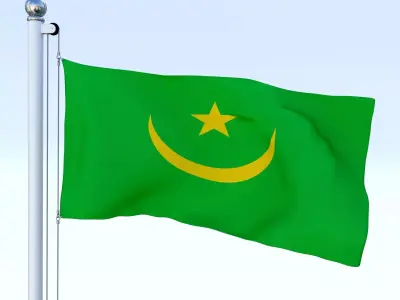 Animated Mauritania Flag Low-poly 3D model
