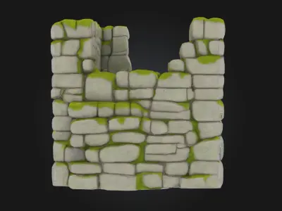 Modular Ancient Stone Ruin Blocks Stylized Game Asset Low-poly 3D model