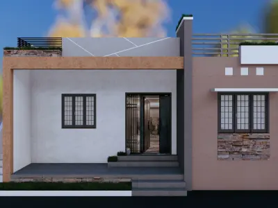 Elegant Minimalist House Design in 3D Low-poly 3D model