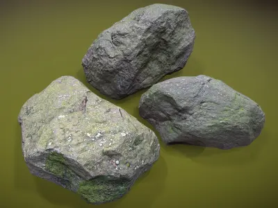 Mossy Stones Low-poly 3D model