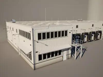 Industrial Warehouse Building with Loading Dock 3D model