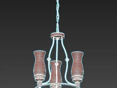 feiss three light chandelier with clear glass shades 3D model