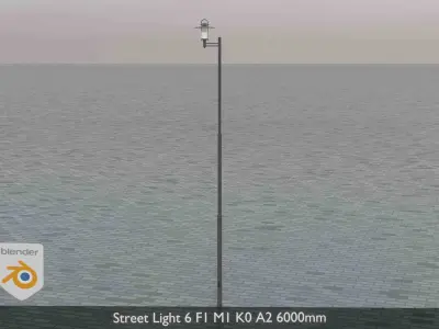 Street Light 6 F1 M1 K0 A2 6000mm Low-poly 3D model