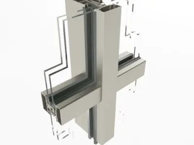 Window cross section of aluminum frame 3D model