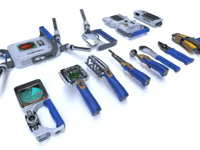 Toolkit sci-fi devices set - lowpoly PBR Low-poly 3D model