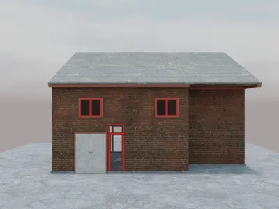 Two Floor Brick House - Only Exterior Low-poly 3D model