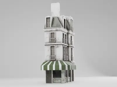 Low-Poly French Building - Textured Low-poly 3D model