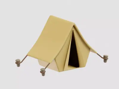 Cartoon Camping Tent Low-poly 3D model