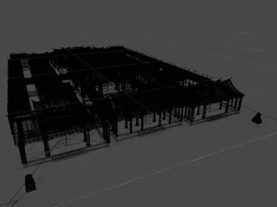 WujiPalace chinese building with roofs 3D model
