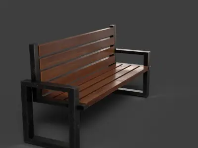 bench Free low-poly 3D model 4