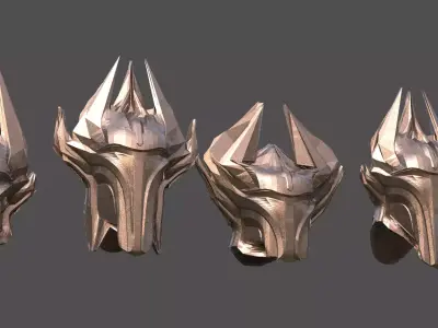 Sci Fi Fantasy Mandalorian style helmet 4 designs   3D model