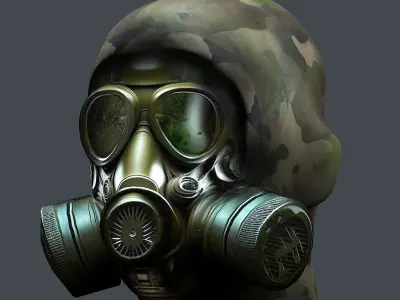helmet Gas mask  3d model military combat Low-poly Low-poly 3D model