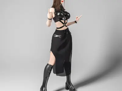 Sexy woman in cool postures 3D model