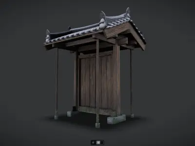 Korean Traditional House Hanok Door 03 Low-poly 3D model