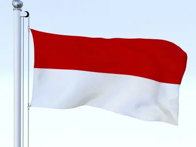 Animated Indonesia Flag Low-poly 3D model