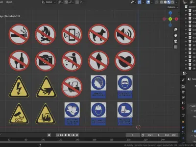 Road sign or Traffic sign 3D icon flat design collection no 5 Low-poly 3D model