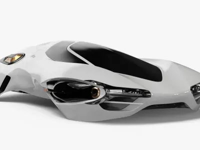  Futuristic Urban Flying Vehicle White 