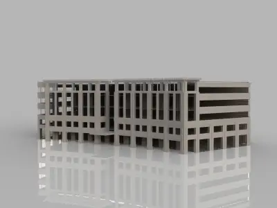 Hospital design building Low-poly 3D model