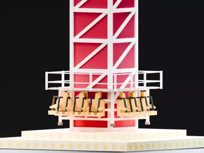 Amusement Park - Sky Hi Ride Low-poly 3D model