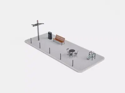 Prague street furniture collection 3D model