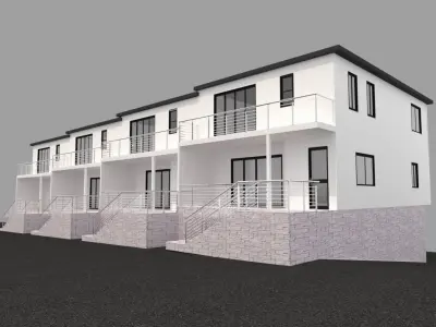 Modern townhouse with drawnings 3D model