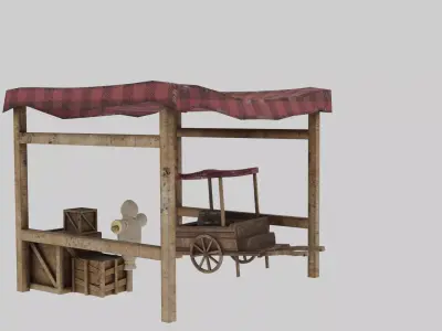 Medieval Stall Low-poly 3D model